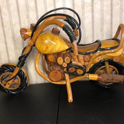 LOT 6M: Wooden Motorcycle Sculptures