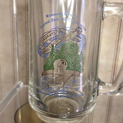 LOT 8M: Local New Jersey Glass Mugs:  Gloucester City Fire Dept. 90th Anniversary 1968, Wenonah Fire Co. July 4, 1981 & Others