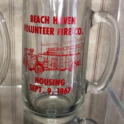 LOT 8M: Local New Jersey Glass Mugs:  Gloucester City Fire Dept. 90th Anniversary 1968, Wenonah Fire Co. July 4, 1981 & Others