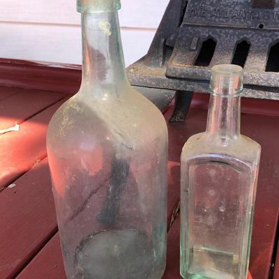 LOT 15M: Potbelly Stove & Vintage Glass Bottles