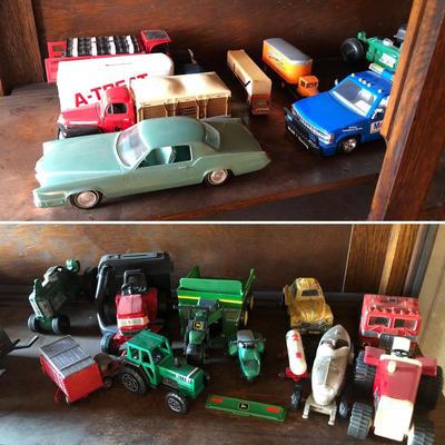 LOT 26M: Shelf of Model Cars, Trucks, & Tractors