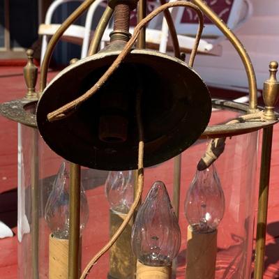 LOT 37R: Vintage Brass & Glass Chandolier