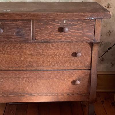 LOT 41R: Vintage Dresser w/Wooden Wheels