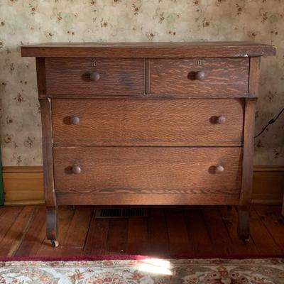 LOT 41R: Vintage Dresser w/Wooden Wheels