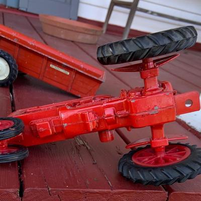 LOT:65G: ERLT Die Cast International Toy Tractor w/ Attachments & Farmall Tractor