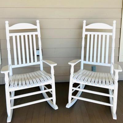 PAIR Of Wooden Rocking Chairs with Pillows