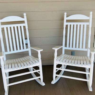 PAIR Of Wooden Rocking Chairs with Pillows