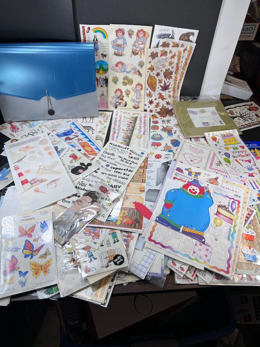 Large file full of Scrap booking paper craft stickers and decorative