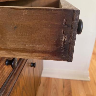 Antique oak spool chest