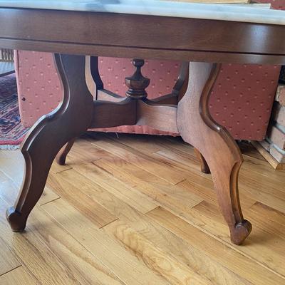 Antique marble top Eastlake mahogany coffee table