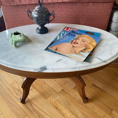 Antique marble top Eastlake mahogany coffee table
