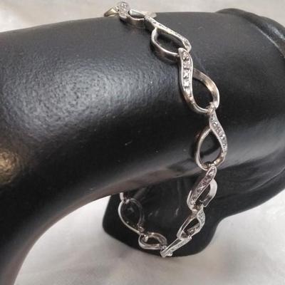 Gorgeous Vintage Diamond Eternity 925 7" Bracelet