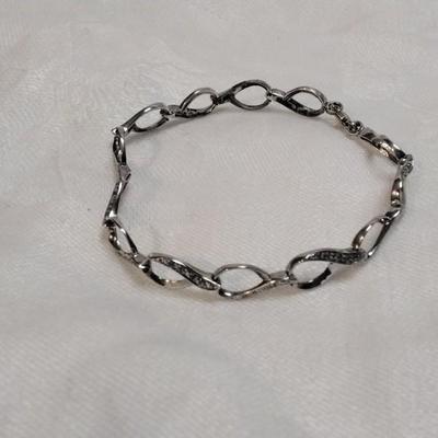 Gorgeous Vintage Diamond Eternity 925 7" Bracelet