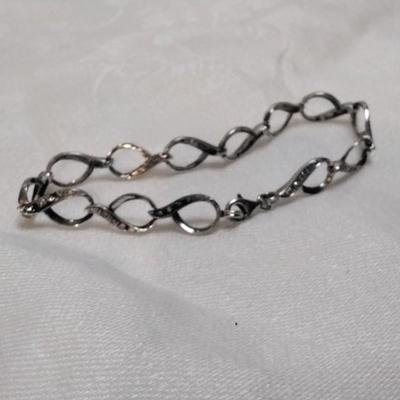 Gorgeous Vintage Diamond Eternity 925 7" Bracelet