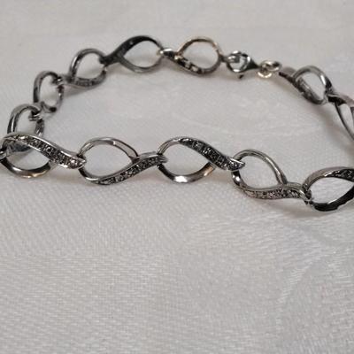 Gorgeous Vintage Diamond Eternity 925 7" Bracelet