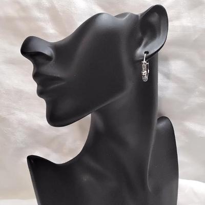 Stunning Marcasite 925 Hoop Earrings