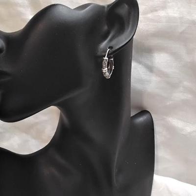 Stunning Marcasite 925 Hoop Earrings