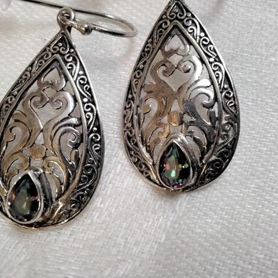 Antique Amazing Mystic Topaz 925 Earrings