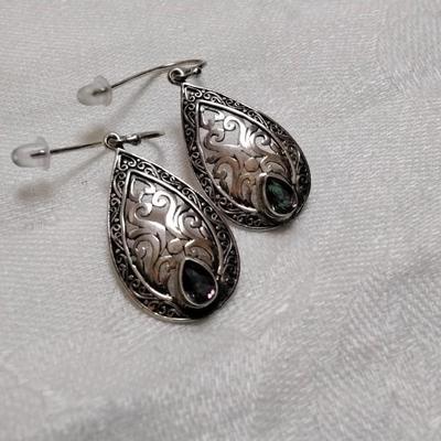 Antique Amazing Mystic Topaz 925 Earrings