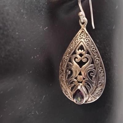 Antique Amazing Mystic Topaz 925 Earrings
