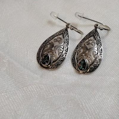 Antique Amazing Mystic Topaz 925 Earrings