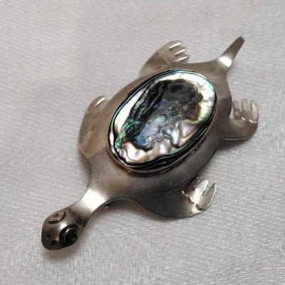 Abalone Turtle Mexico 925  Brooch