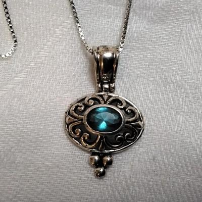Vintage London Blue Topaz 18" 925 Necklace