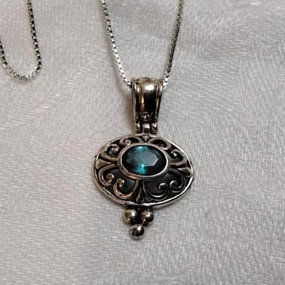 Vintage London Blue Topaz 18" 925 Necklace