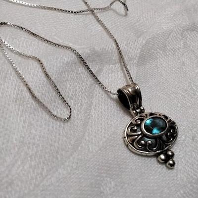 Vintage London Blue Topaz 18" 925 Necklace