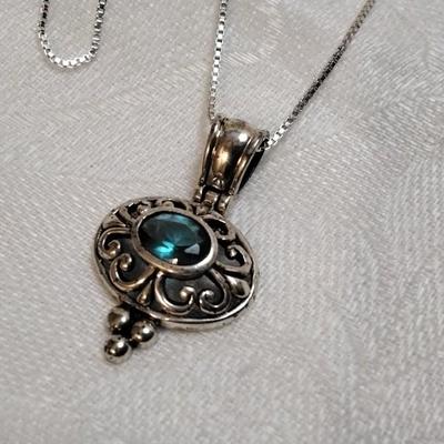 Vintage London Blue Topaz 18" 925 Necklace