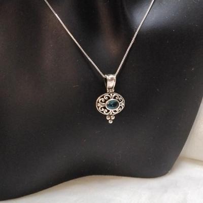 Vintage London Blue Topaz 18" 925 Necklace