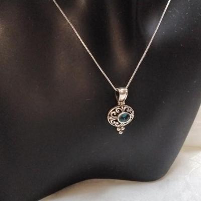 Vintage London Blue Topaz 18" 925 Necklace