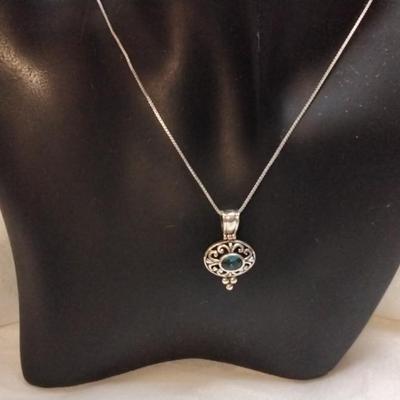 Vintage London Blue Topaz 18" 925 Necklace