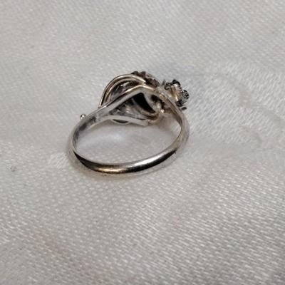 One Of A Kind Antique Opal And Rhodolite Garnet 925 Ring With Rose Size 7.5