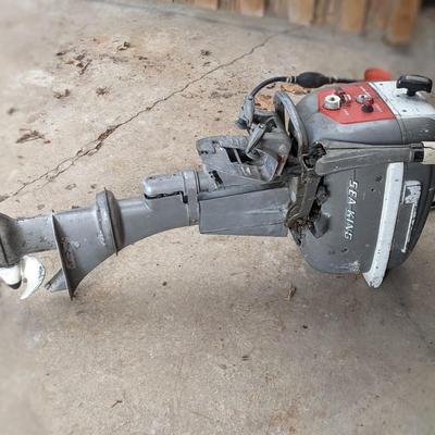 Vintage 5 Hp Sea King Boat Motor with gas can