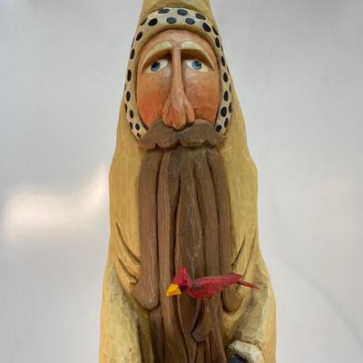 1997 Whispering Pines Carving The Lori Miller Collection Rustic Tall Slender Santa Claus St. Nick Christmas Holiday Figurine