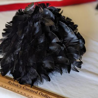 Vintage Black Feathered Hat