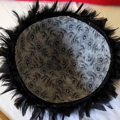 Vintage Black Feathered Hat