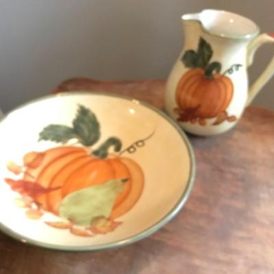pumpkin bowl and pitcher
