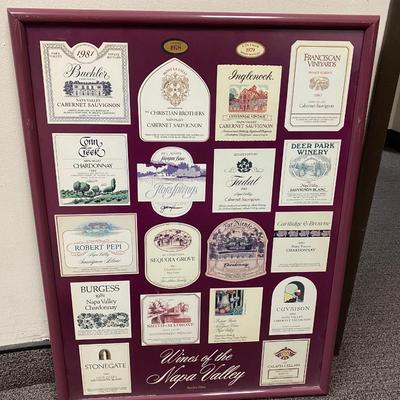 Series of 3 Wines of Napa Valley Framed Maker Labels