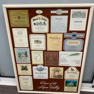 Series of 3 Wines of Napa Valley Framed Maker Labels