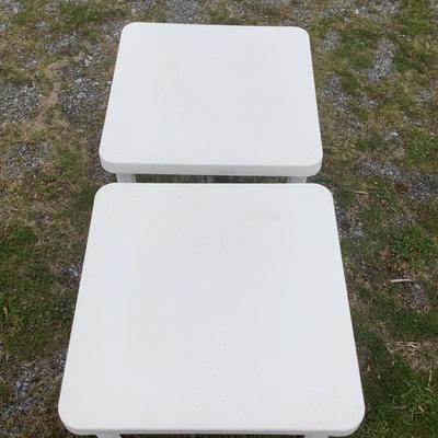 139 Two Plastic Outdoor Patio Side Tables