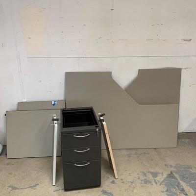 #34 Corner Desk Pieces With Filing Cabinet