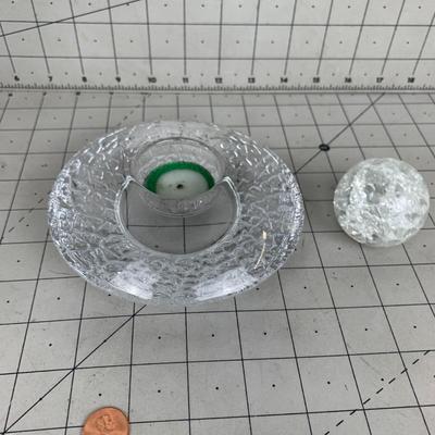 #66 Glass Tea Light Plate and Balls