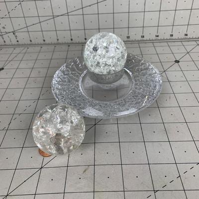 #66 Glass Tea Light Plate and Balls