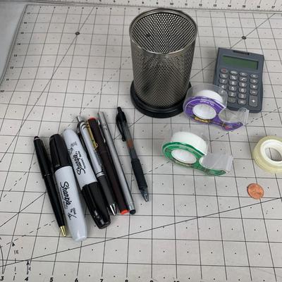 #72 Tape, Calculator and Pens/Sharpies
