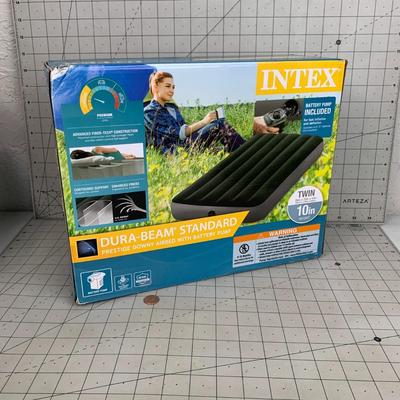 #83 Intex Dura-Beam Standard Twin Airbed With Electric Pump