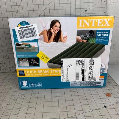 #83 Intex Dura-Beam Standard Twin Airbed With Electric Pump