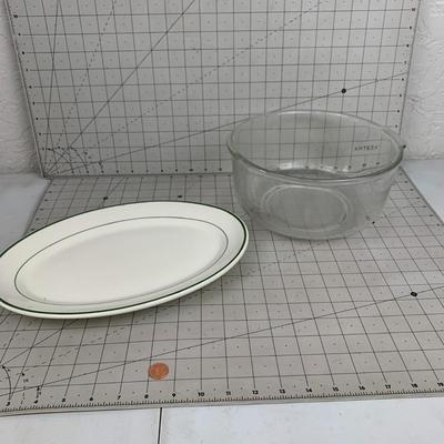 #121 Wallace China Plate and Glass Bowl