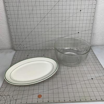 #121 Wallace China Plate and Glass Bowl
